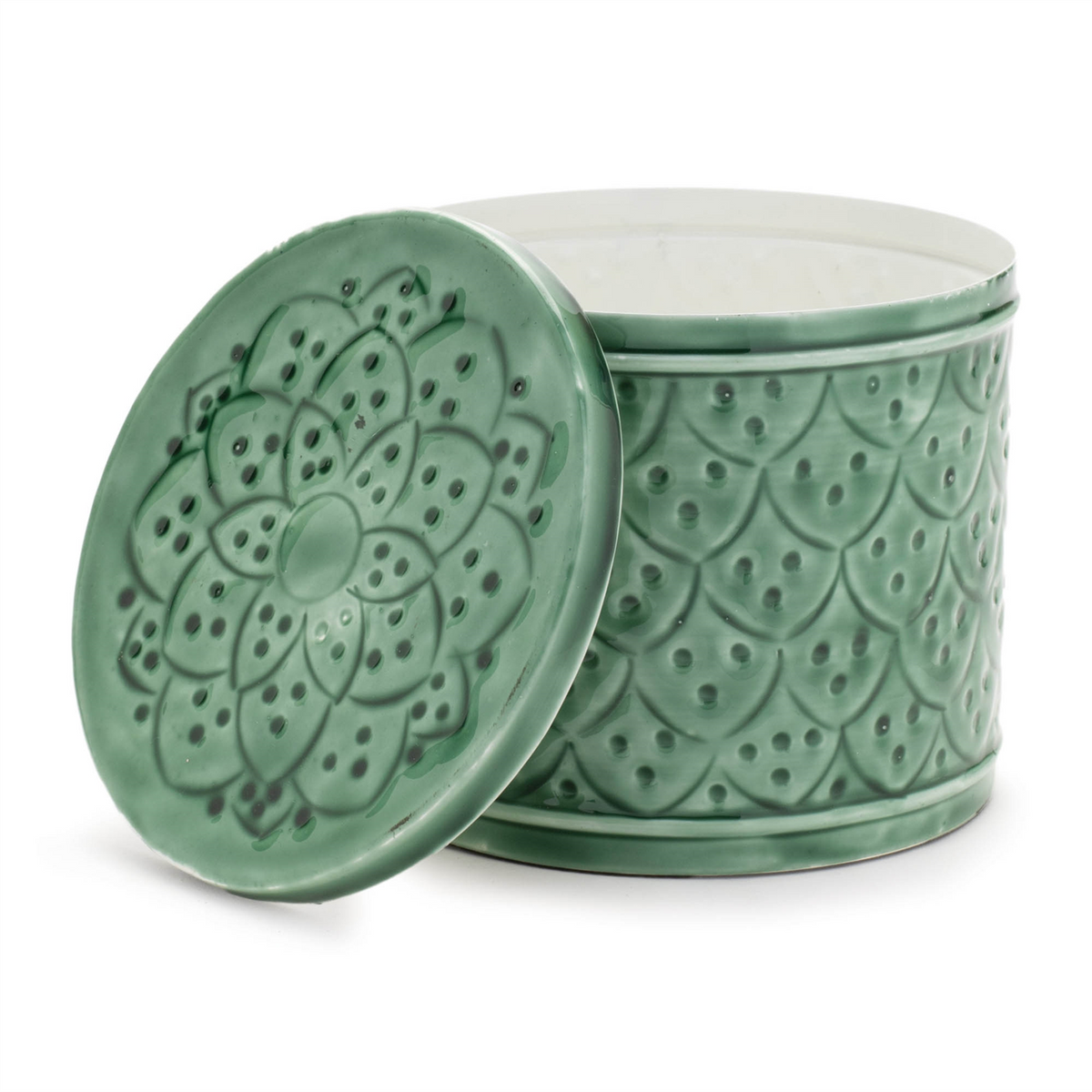 Sage Green Metal Container with Lid (Set of 2)