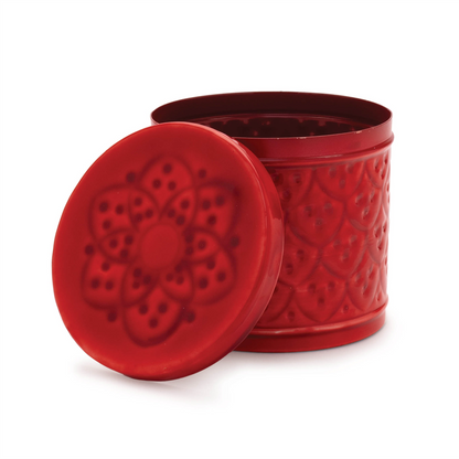 Red Metal Container with Lid (Set of 2)