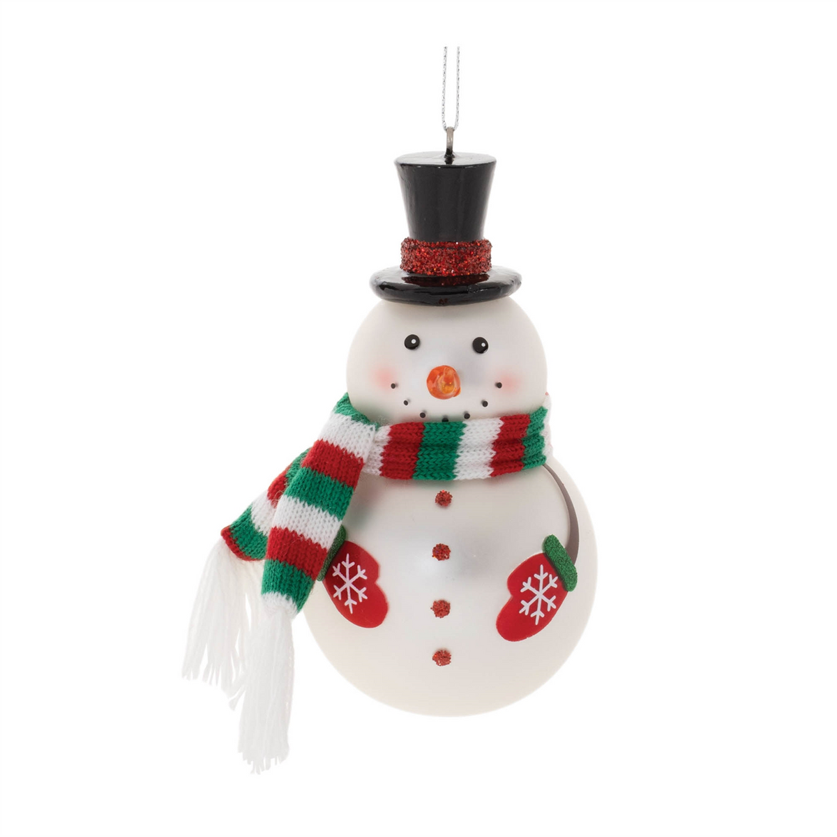Snowman Ornament (Set of 6) 4.5”H Glass/Fabric -Ship Only