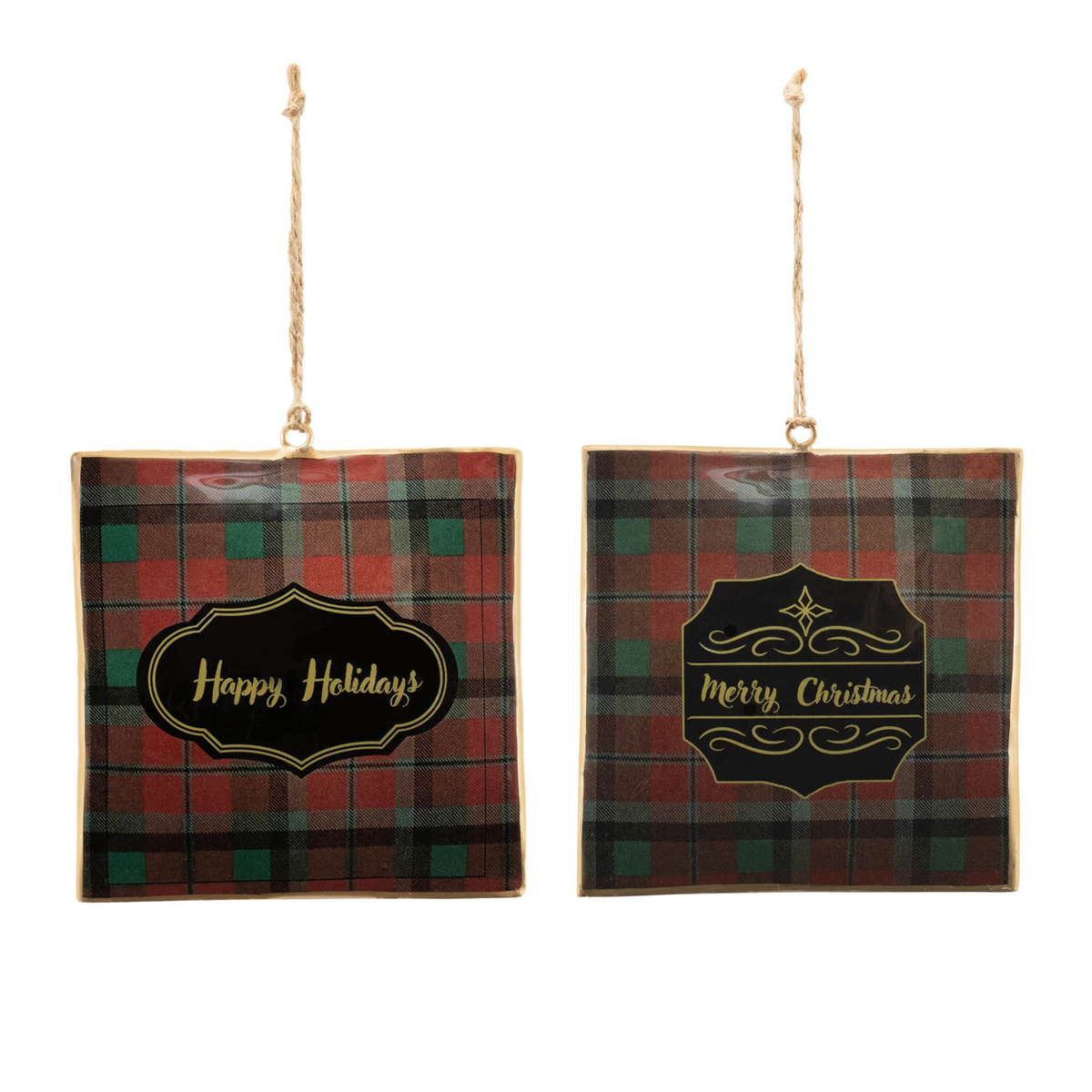 Plaid Square Ornament (Set of 6)