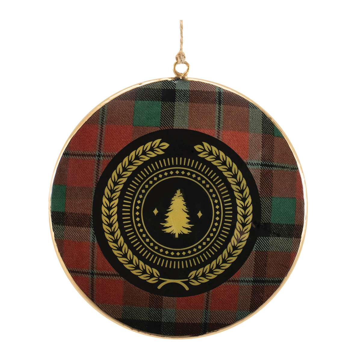 Plaid Disc Ornament (Set of 6) 6”H Iron -Ship Only