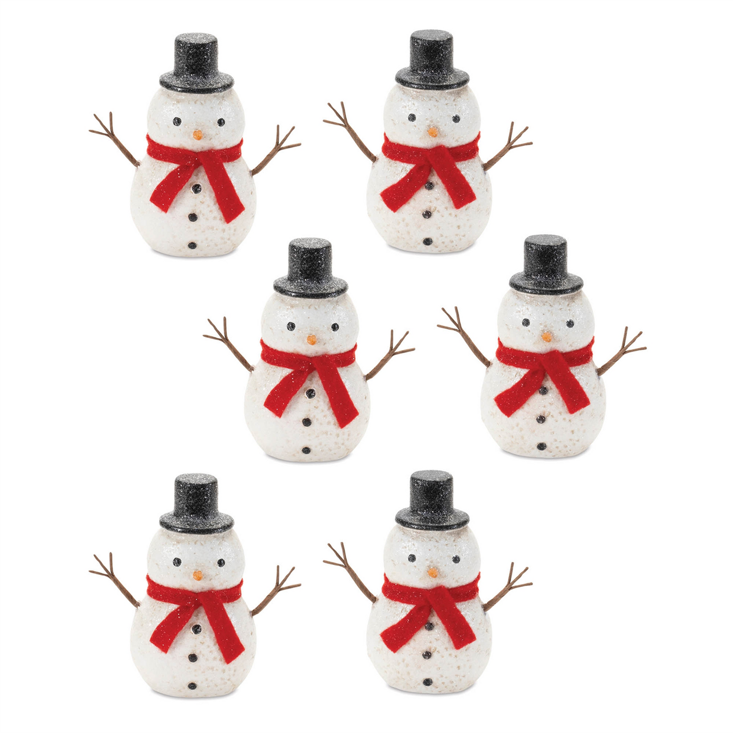 Glittered Snowman Figurine (Set of 6)