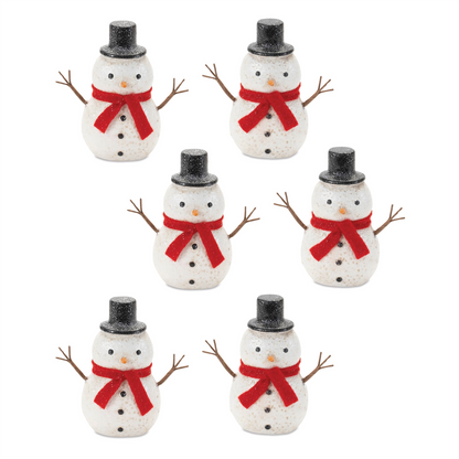 Glittered Snowman Figurine (Set of 6)