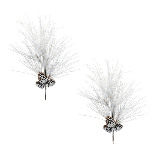 Flocked Long Neddle Pine Spray (Set of 2) -Ship Only