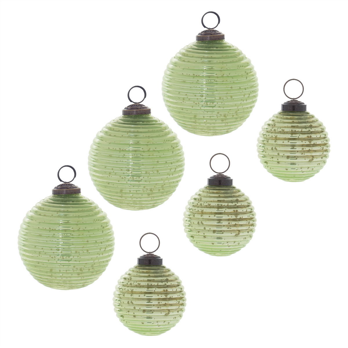Ribbed Mercury Glass Ball Ornament (Set of 6)
