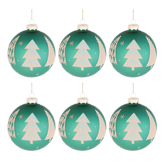 Beaded Pine Tree Ball Ornament (Set of 6) -Ship Only