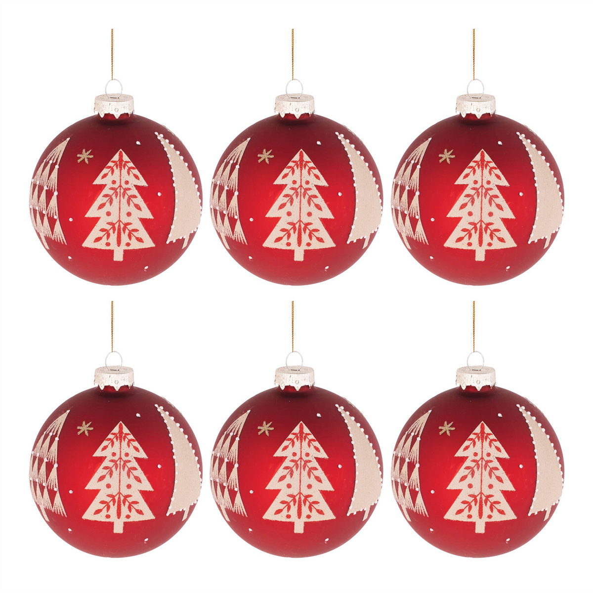 Beaded Pine Tree Ball Ornament (Set of 6) -Ship Only