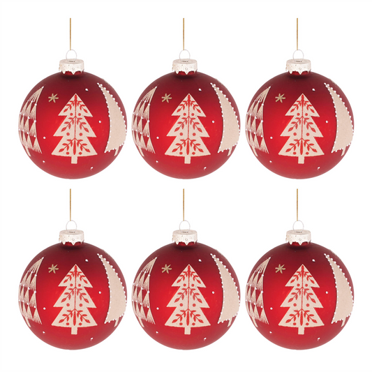 Beaded Pine Tree Ball Ornament (Set of 6) -Ship Only