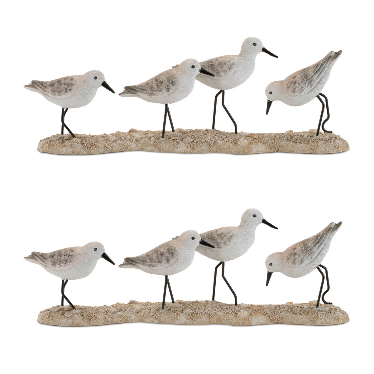 Sea Birds on Beach (Set of 2) 12"L x 3.25"H Resin/Metal -Ship Only
