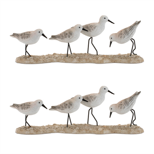 Sea Birds on Beach (Set of 2) 12"L x 3.25"H Resin/Metal -Ship Only