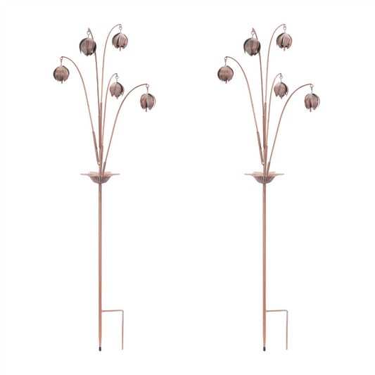 Iron Floral Spray Garden Stake (Set of 2) -Ship Only