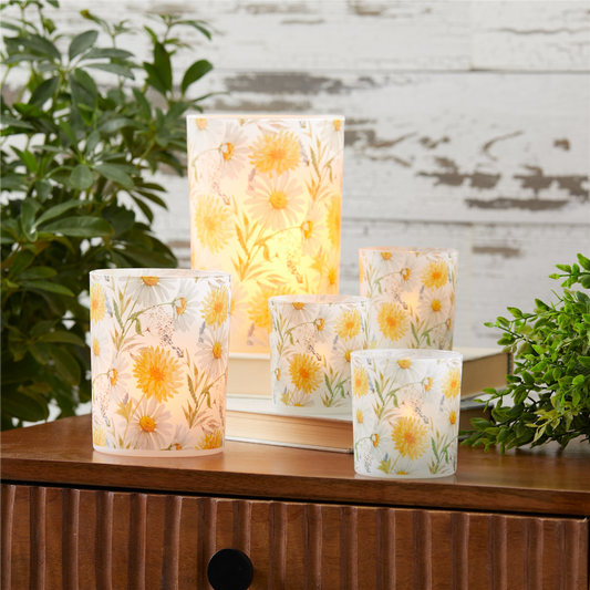 Floral Print Votive Candle Holder (Set of 2) -Ship Only
