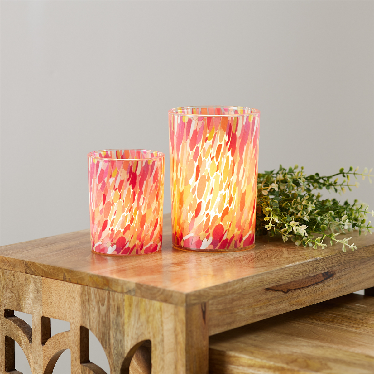 Painted Glass Candle Holder (Set of 2) -Ship Only