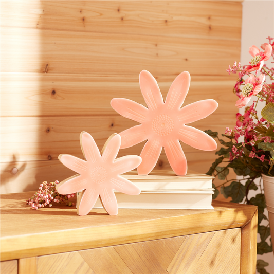 Mango Wood Flower Decor (Set of 2) -Ship Only