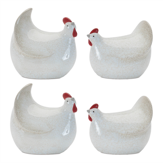 Chicken (Set of 4) 5"H x 6.5"H Terra Cotta -Ship Only