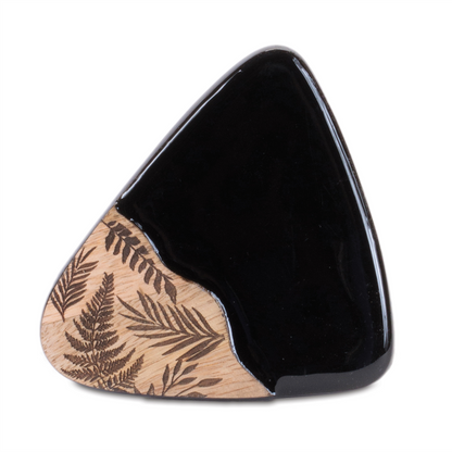 Floral Etched Wood Coaster with Holder (Set of 5)