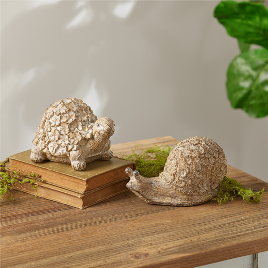 Floral Turtle and Snail Decor (Set of 2) -Ship Only