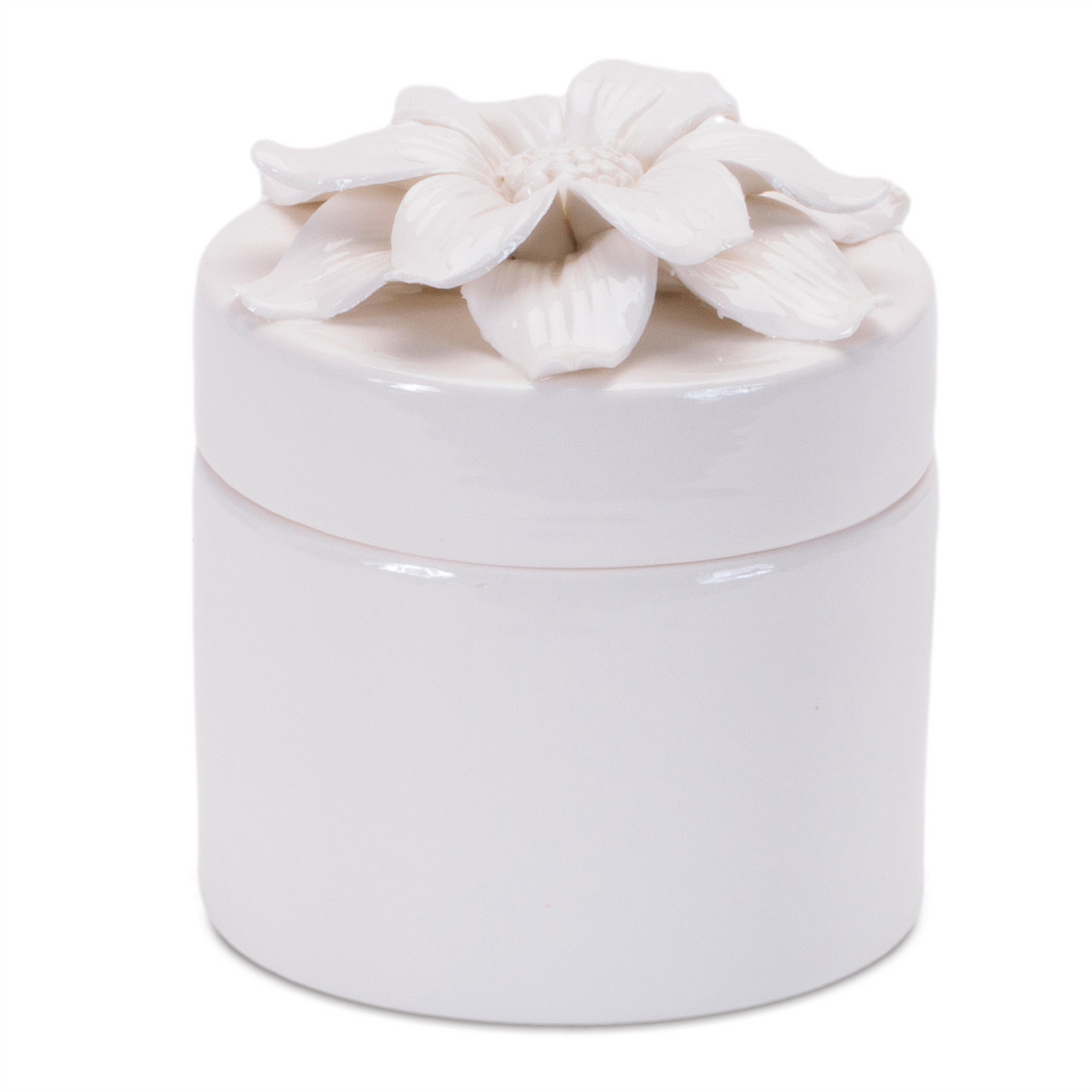 Stoneware Box with Floral Lid Accent (Set of 3)