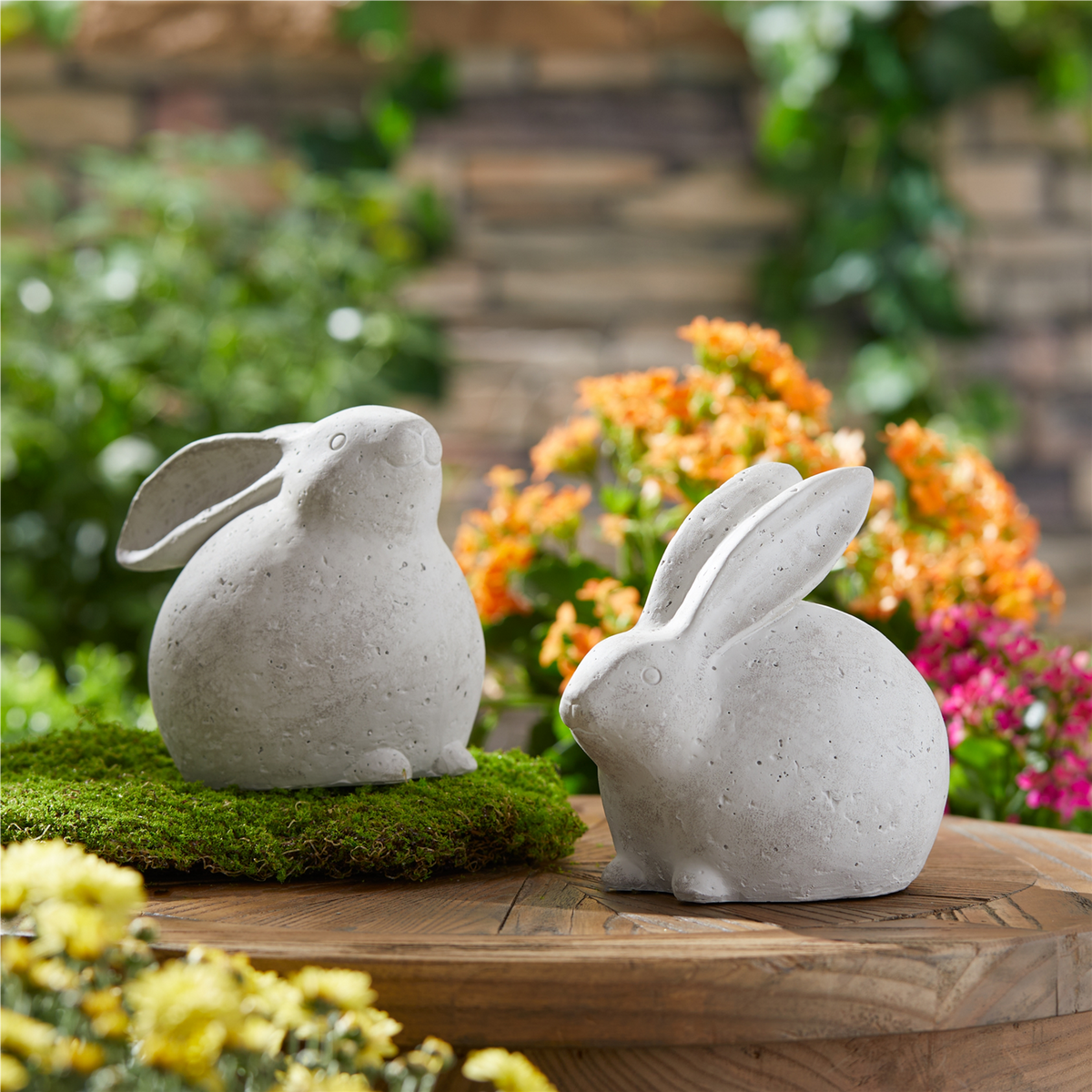 Rabbit (Set of 2) 5.25"H, 5.75"H Resin -Ship Only