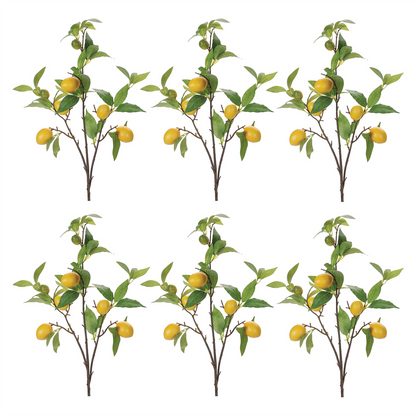Lemon Fruit Foliage Branch (Set of 6)