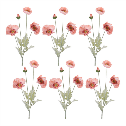 Poppy Floral Spray (Set of 6) -Ship Only