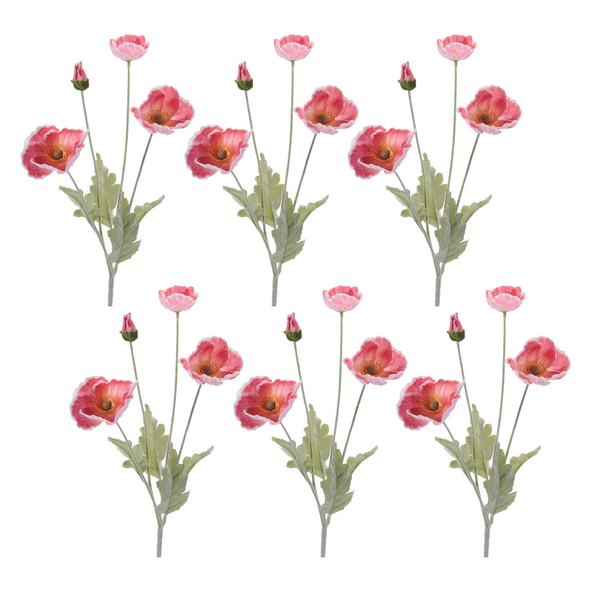 Poppy Floral Spray (Set of 6) -Ship Only