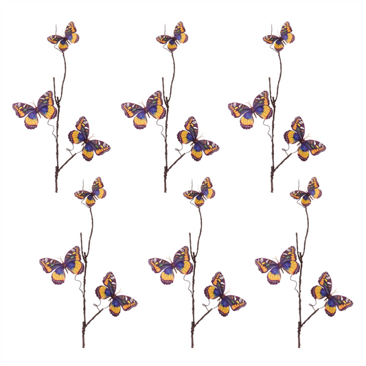 Butterfly Spray (Set of 6) 32”H Fabric/Plastic -Ship Only