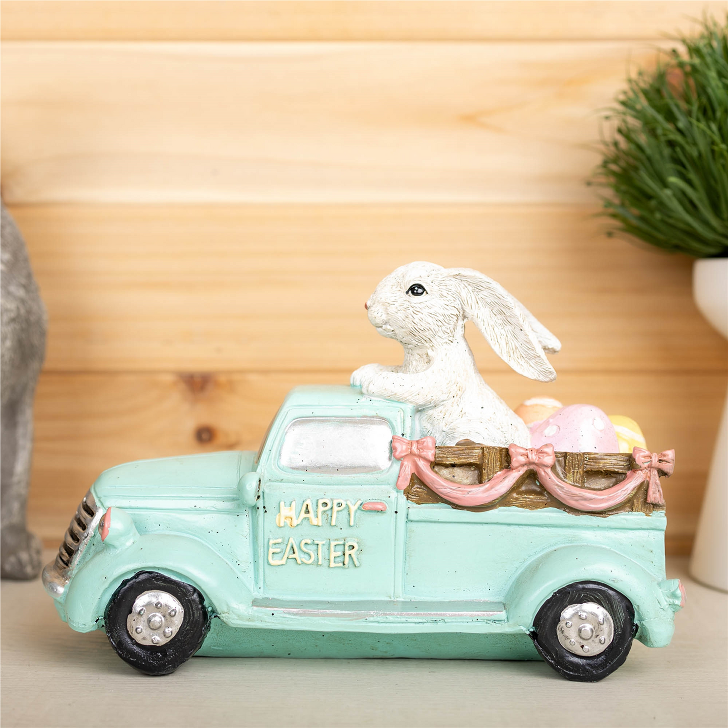 Easter Bunny in Car Figurine 9.5"L -Ship Only