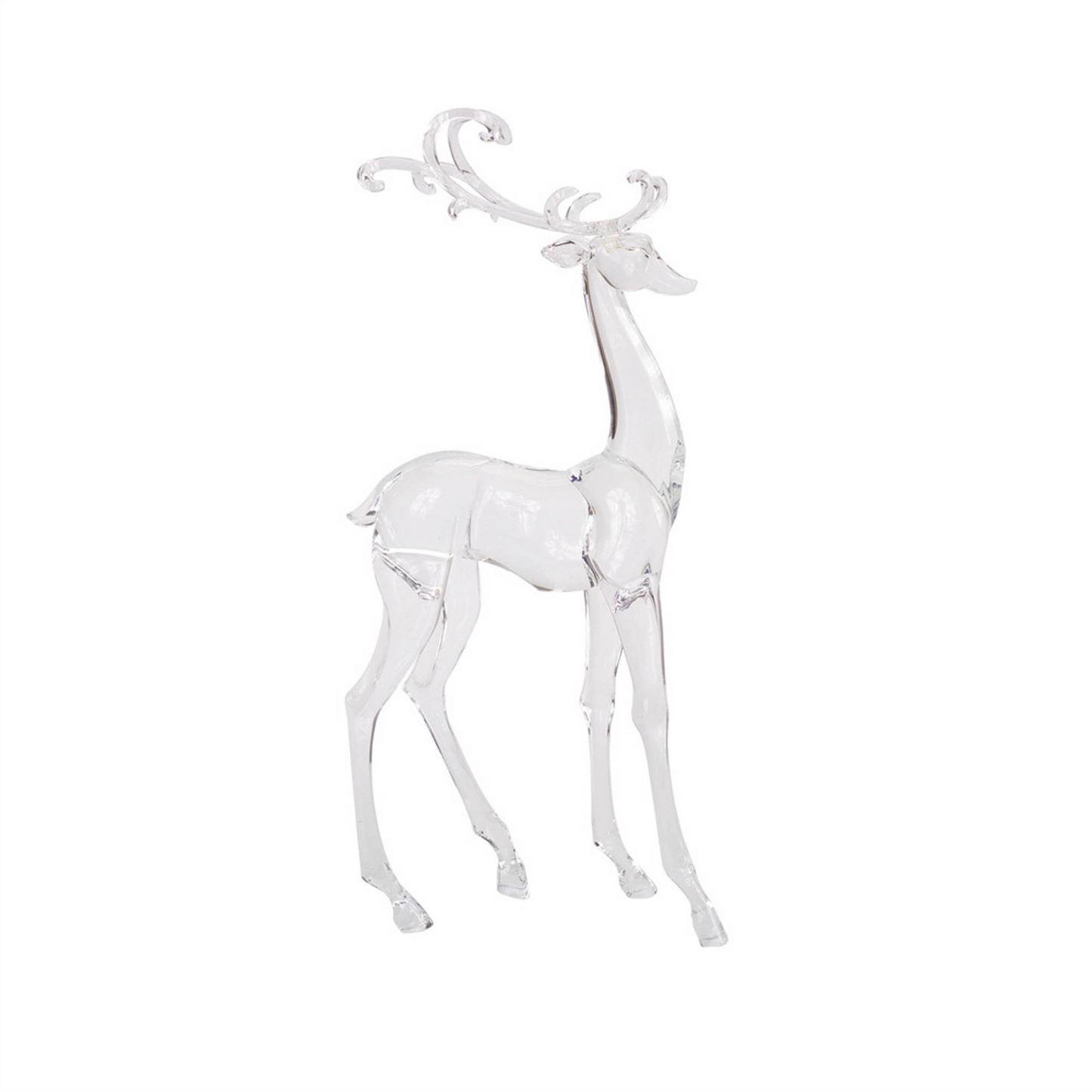 Modern Clear Acrylic Holiday Deer Figurine (Set of 2) -Ship Only