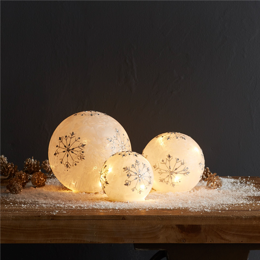 LED Frosted Snowflake Jewel Globe (Set of 3) -Ship Only