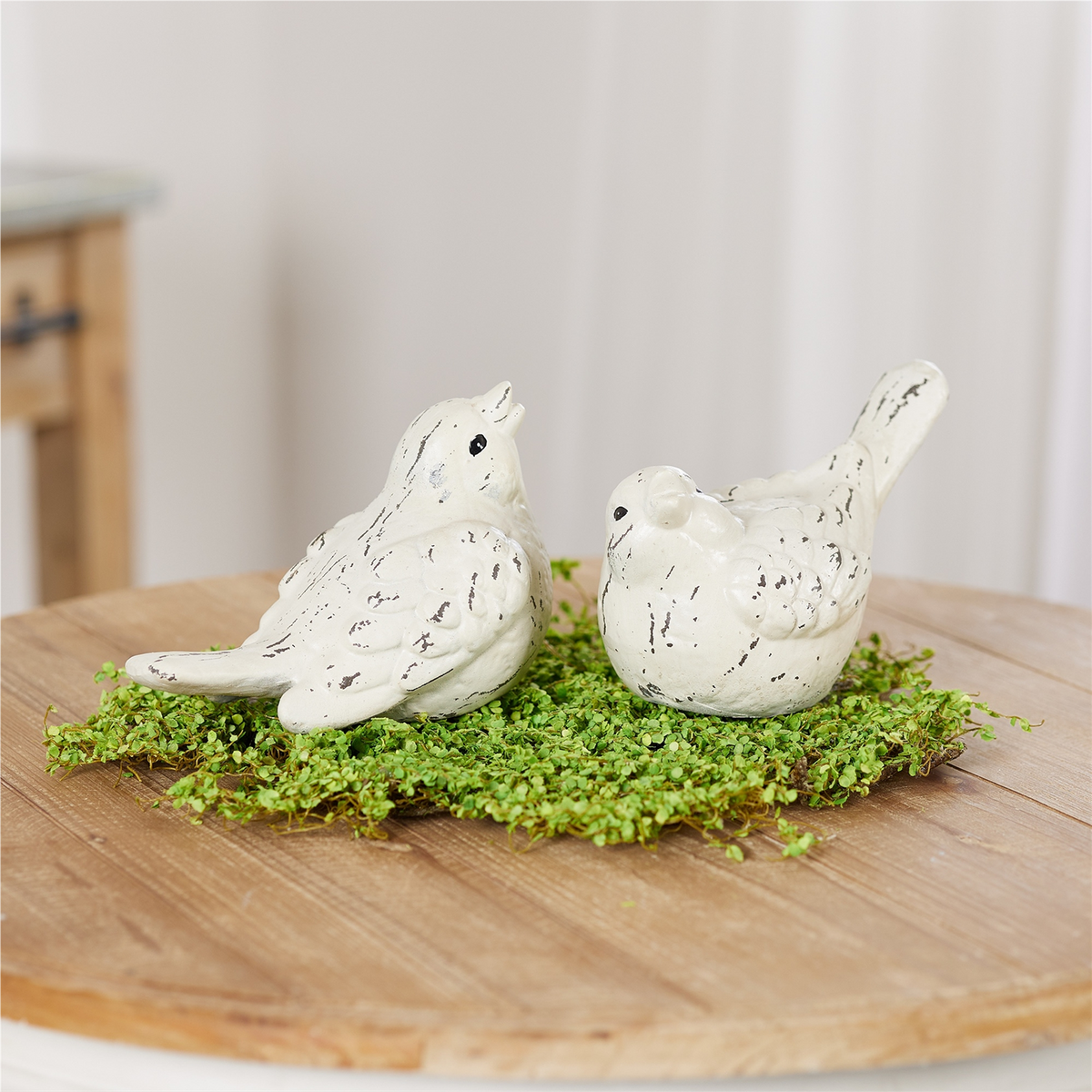 Ivory Terra Cotta Bird Figurine (Set of 4) -Ship Only