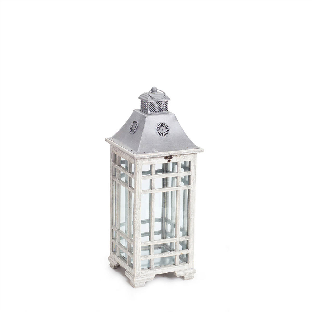 Traditional Farmhouse Lantern with Metal Lid (Set of 2) -Ship Only