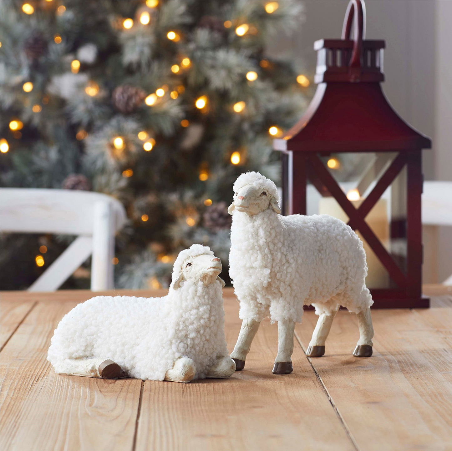 White Tabletop Sheep Figurine (Set of 4) -Ship Only