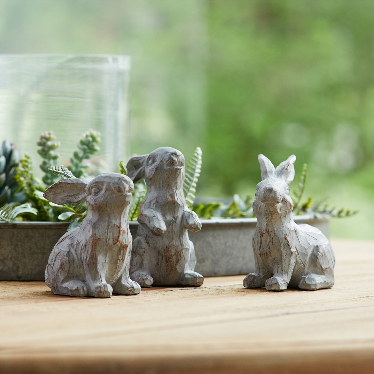 Rabbit (Set of 6) 3.75"H Stone Powder/Resin -Ship Only