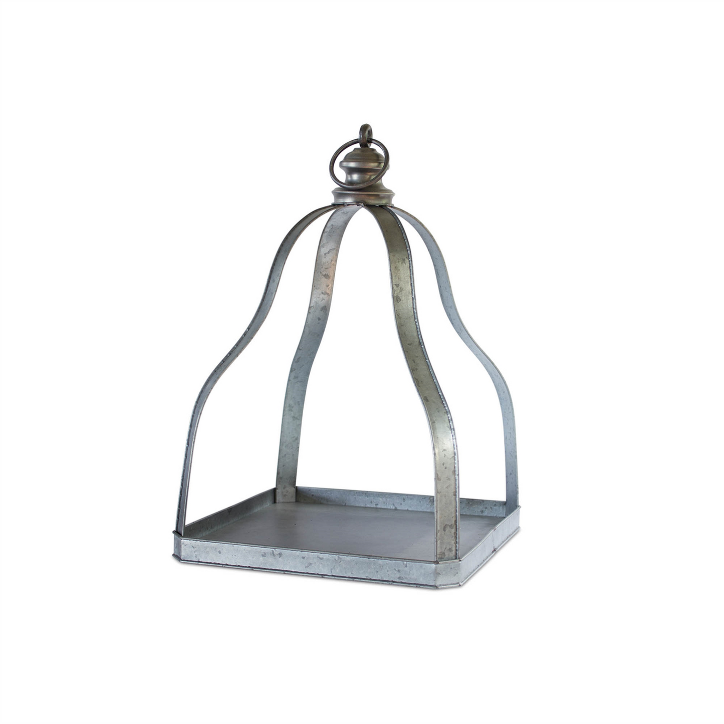 Galvanized Metal Lantern with Open Design (Set of 2) -Ship Only