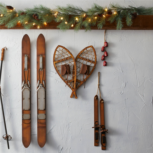Vintage Wood Hanging Snow Shoe Decor (Set of 4) -Ship Only