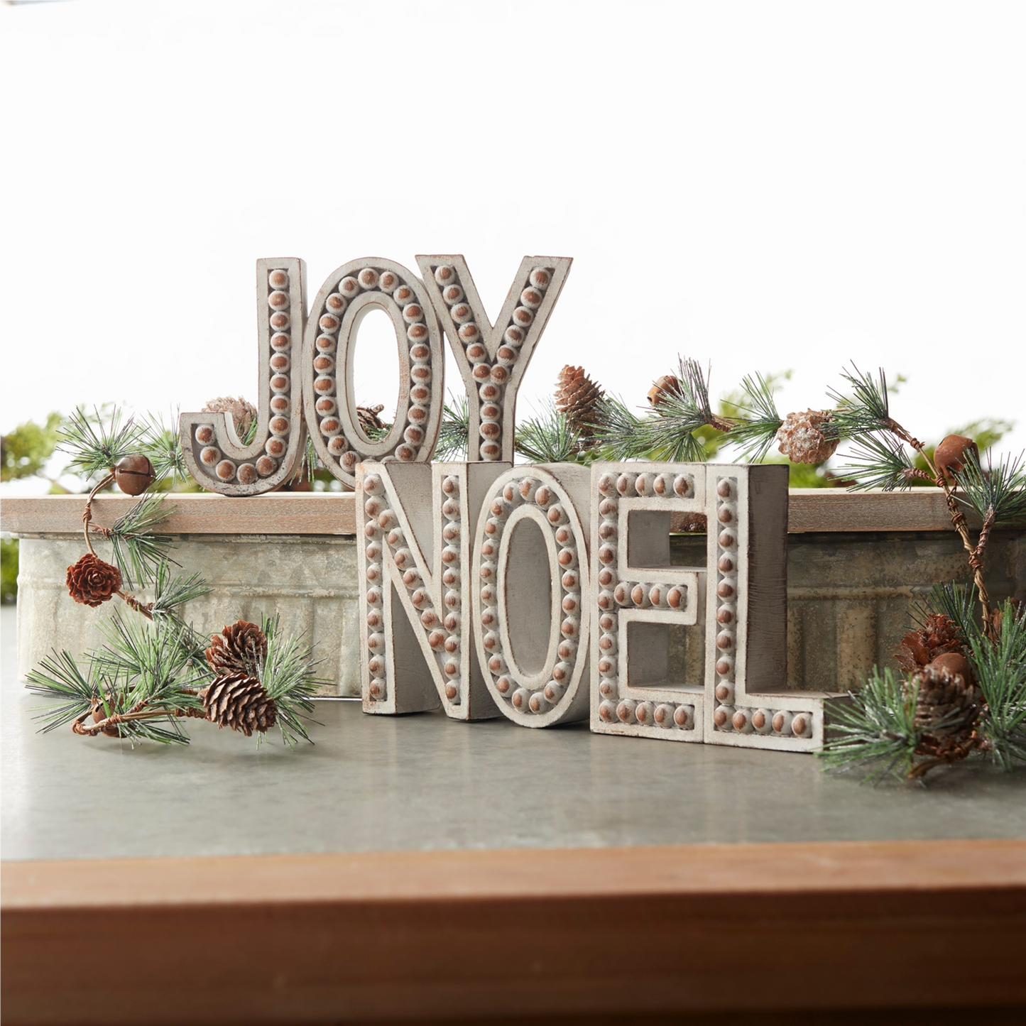 Beaded Wood Design Noel and Joy Sentiment (Set of 2) -Ship Only