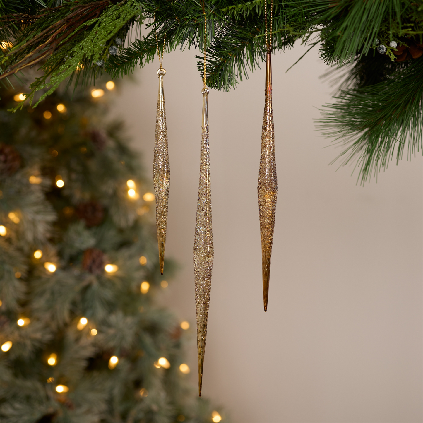 Gold and Silver Ombre Drop Ornament (Set of 6) -Ship Only