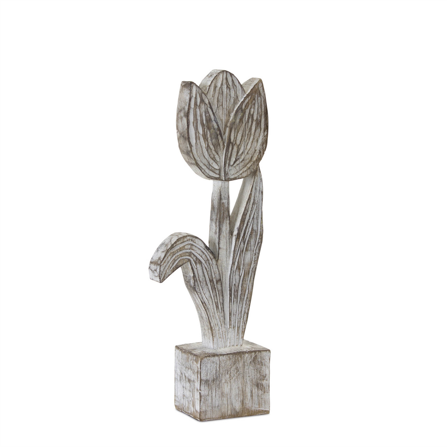 White Washed Potted Floral Sculpture (Set of 3) -Ship Only
