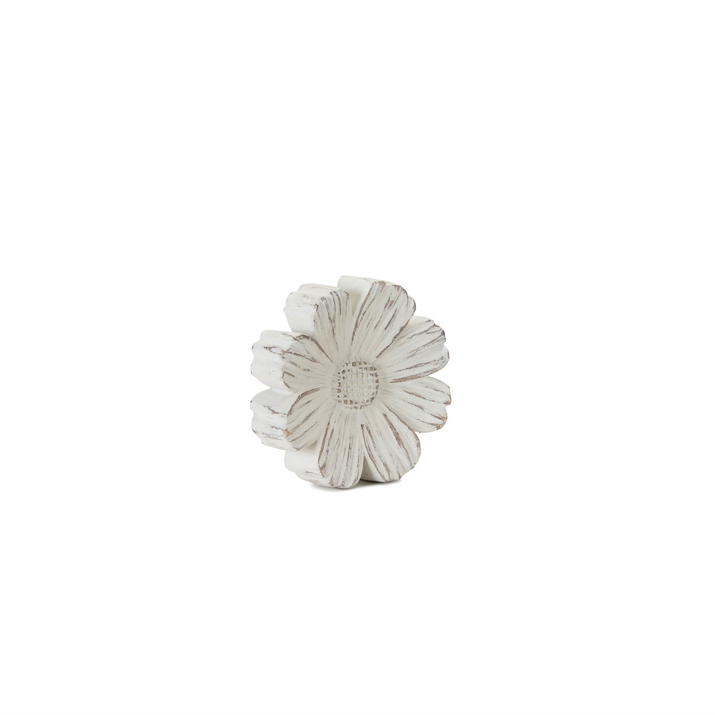 White Washed Stone Flower Decor (Set of 3) -Ship Only