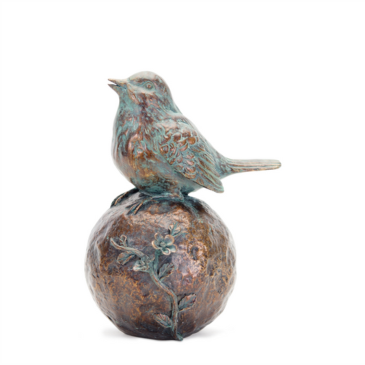 Perched Bird on Orb with Bronze Finish (Set of 2) -Ship Only