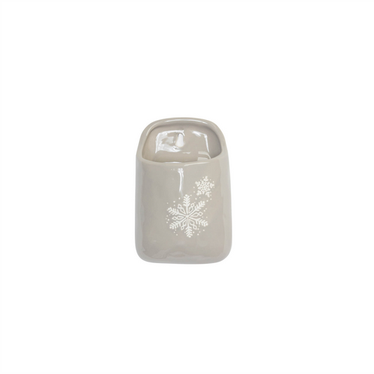 Stoneware Wall Pocket with Snowflake Design (Set of 2) -Ship Only