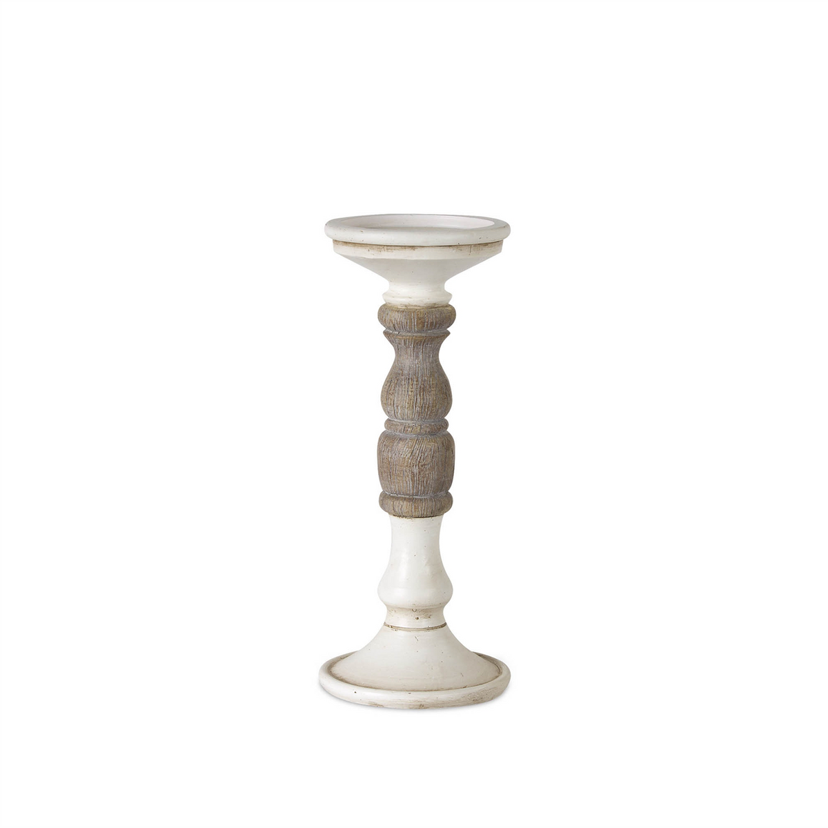 Ivory Candle Holder with Wood Accent (Set of 3) -Ship Only