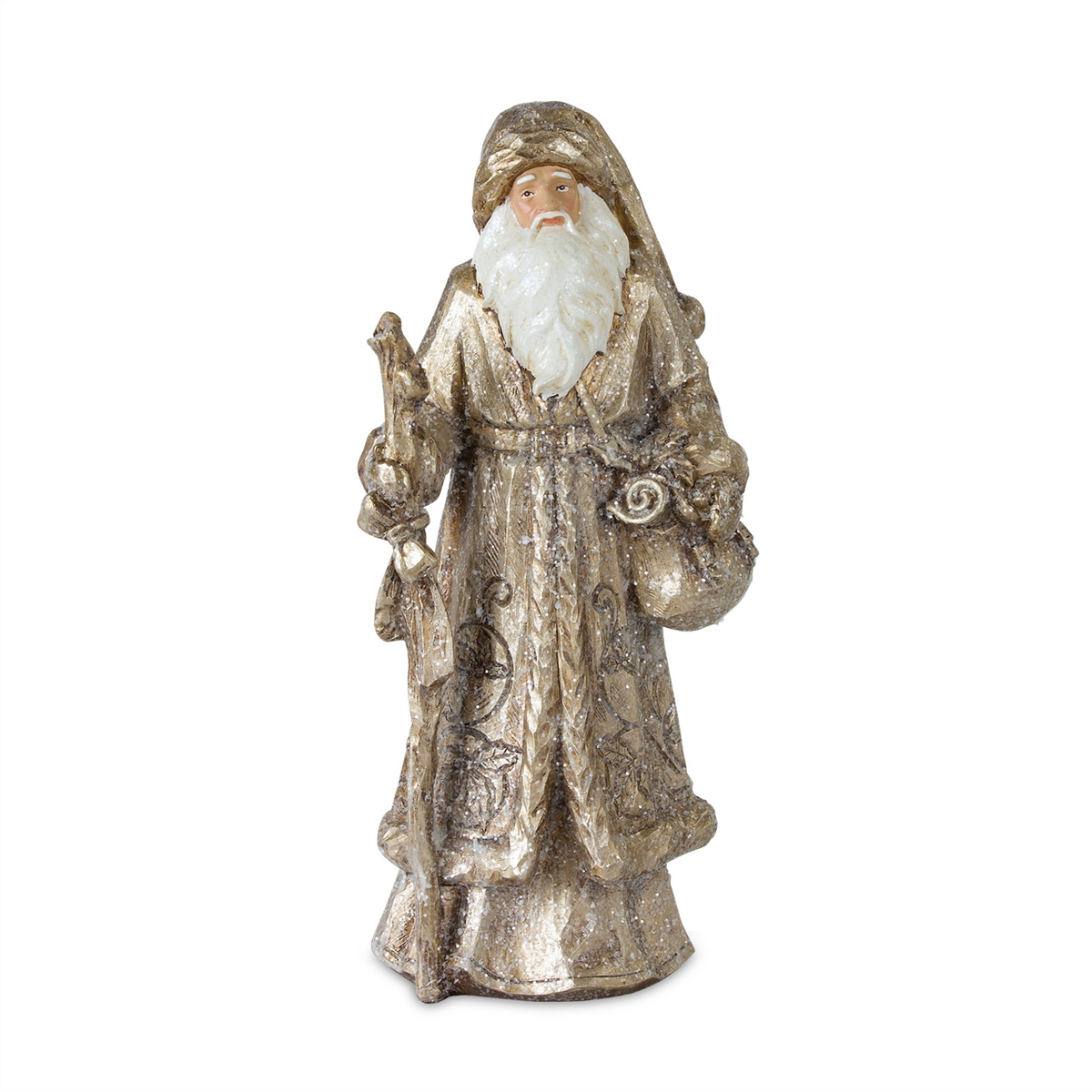 Stone Woodland Santa with Gold Finish (Set of 3) -Ship Only