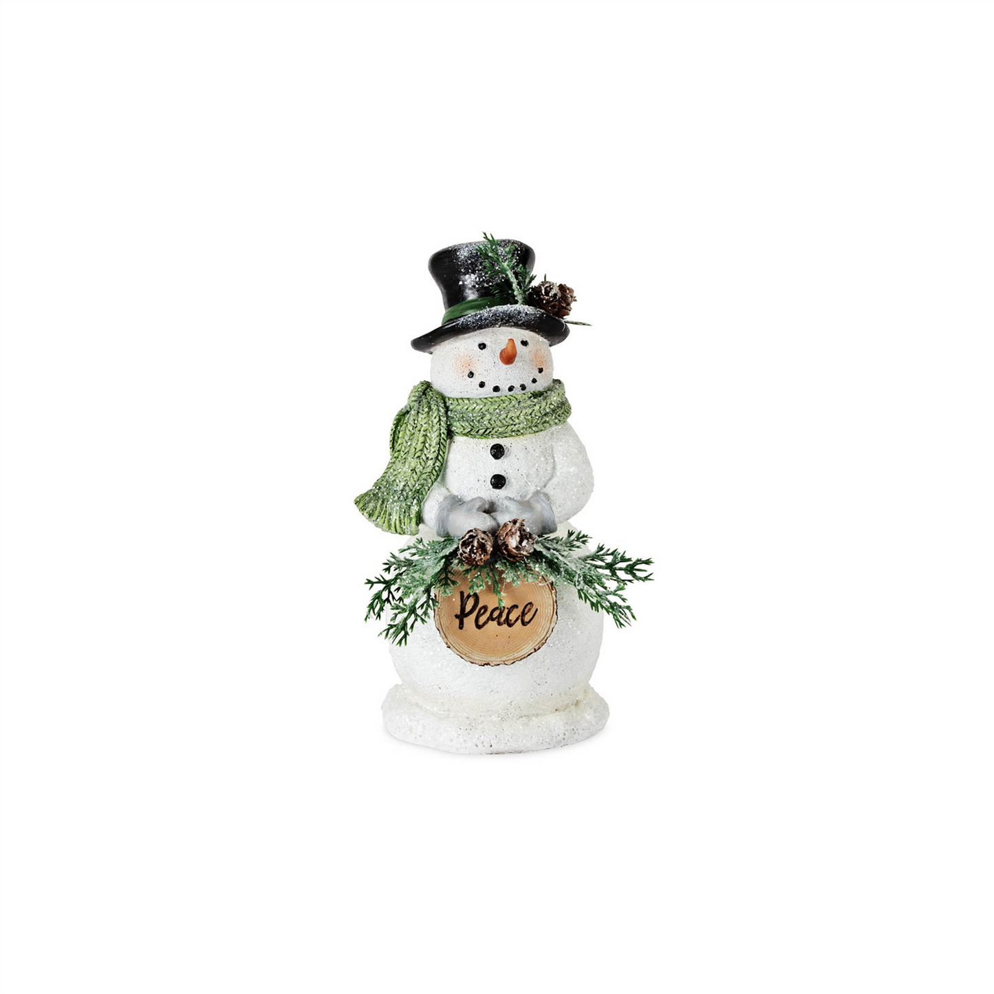 Holiday Snowman Figurine with Frosted Pine Accent (Set of 3) -Ship Only