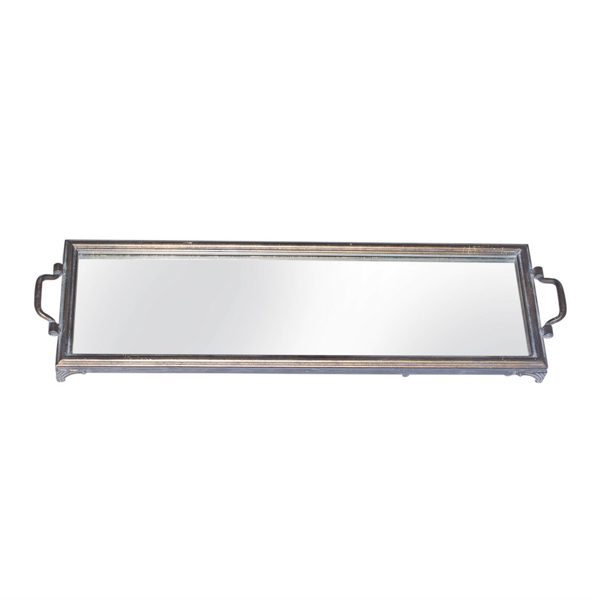 Mirror Tray (Set of 2) 22.25"L x 8"W, 28.25"L x 8.25"W Iron/Glass