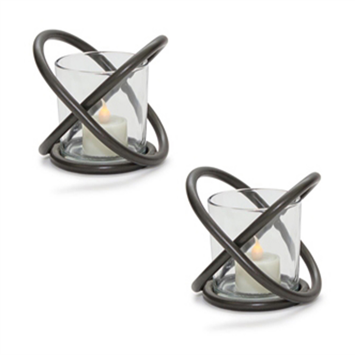 Votive Holder (Set of 2) 4”H Metal/Glass -Ship Only