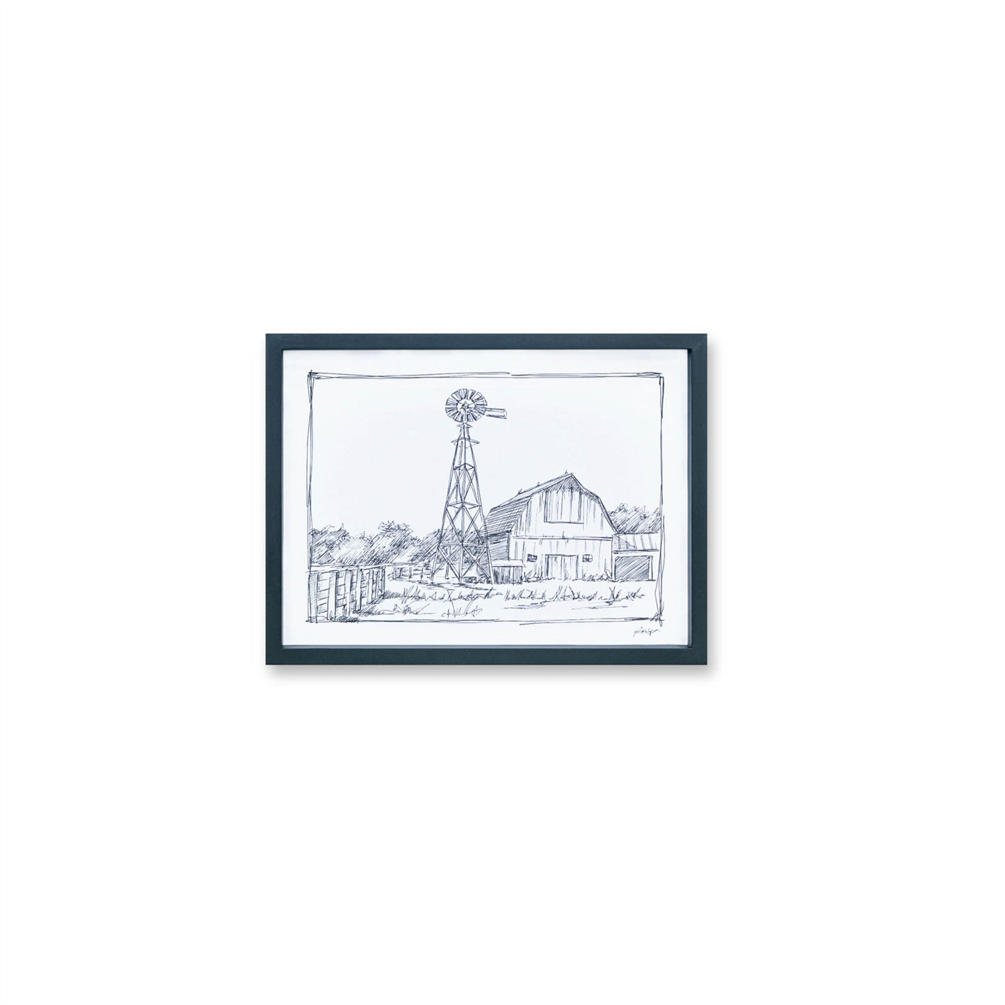 Framed Sketch Art Barn Print (Set of 2) -Ship Only