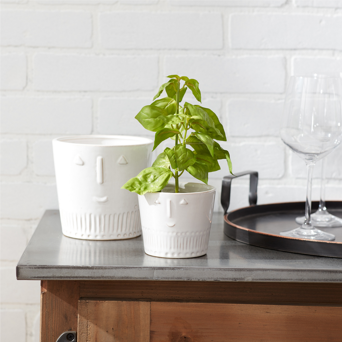 Porcelain Face Planter (Set of 2) -Ship Only
