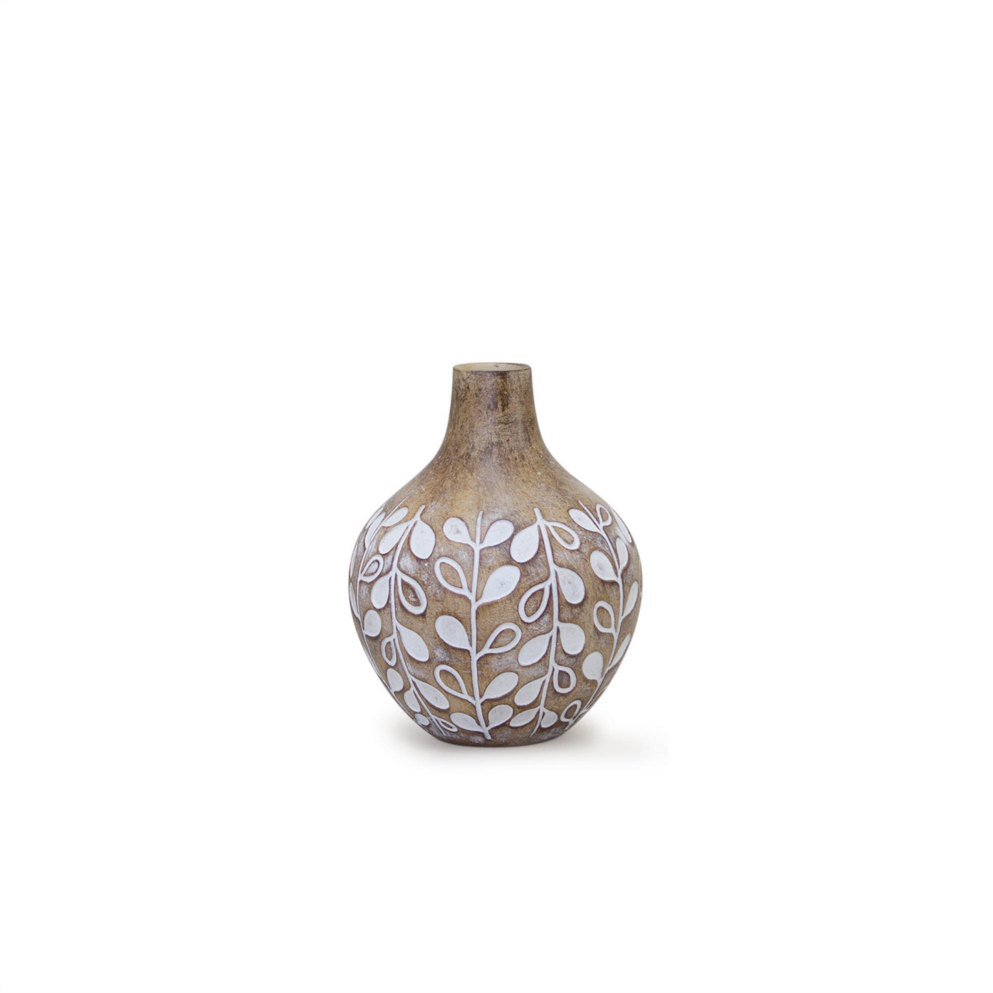 Leaf Print Vase with Wood Design (Set of 3) -Ship Only